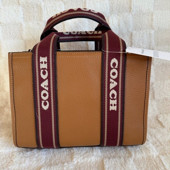 NWT! RARE! Coach CAR77 Refined Pebbled Leather Smith Tote 24 Crossbody In Brown - Picture 3 of 8